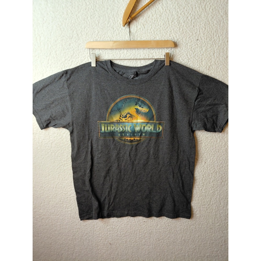 Jurassic World Rebirth Graphic T-Shirt Mens Large Charcoal Gray Movie Tee